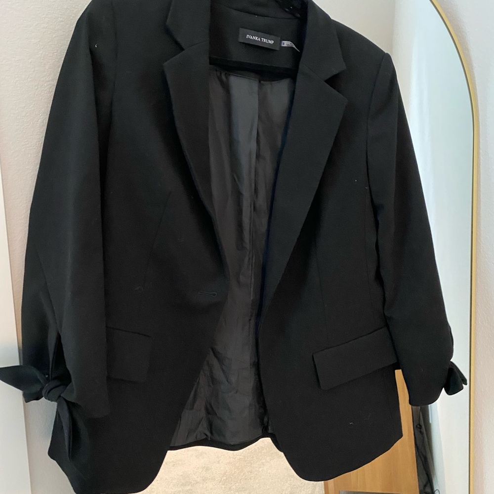 Ivanka Trump Classic Black Blazer with Bow Details